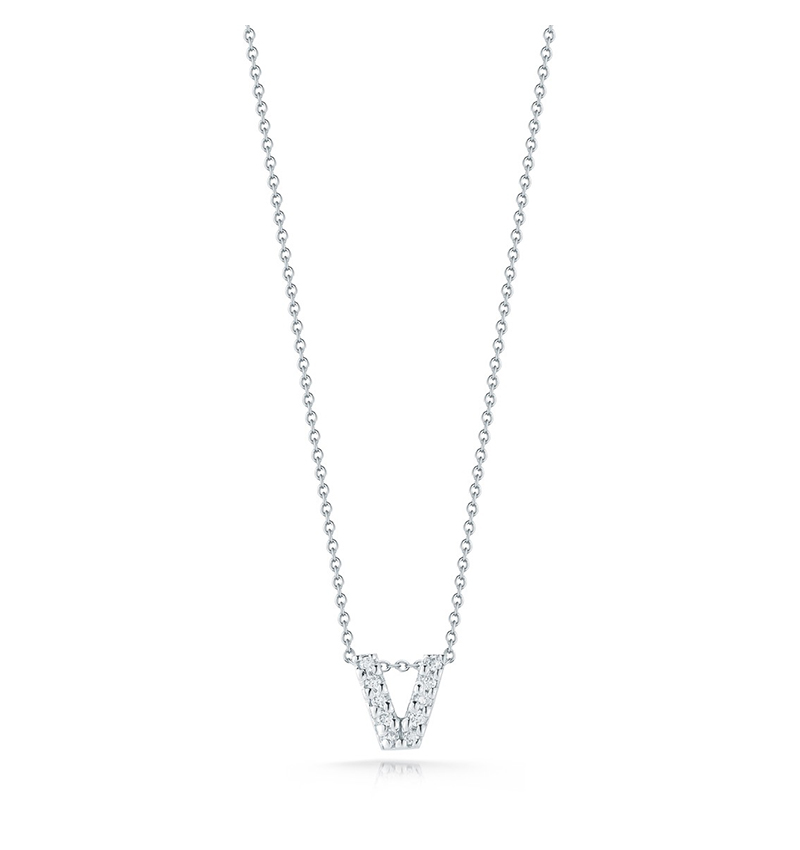 Roberto Coin Tiny Treasures White Gold "Love Letter" Initial Pendant